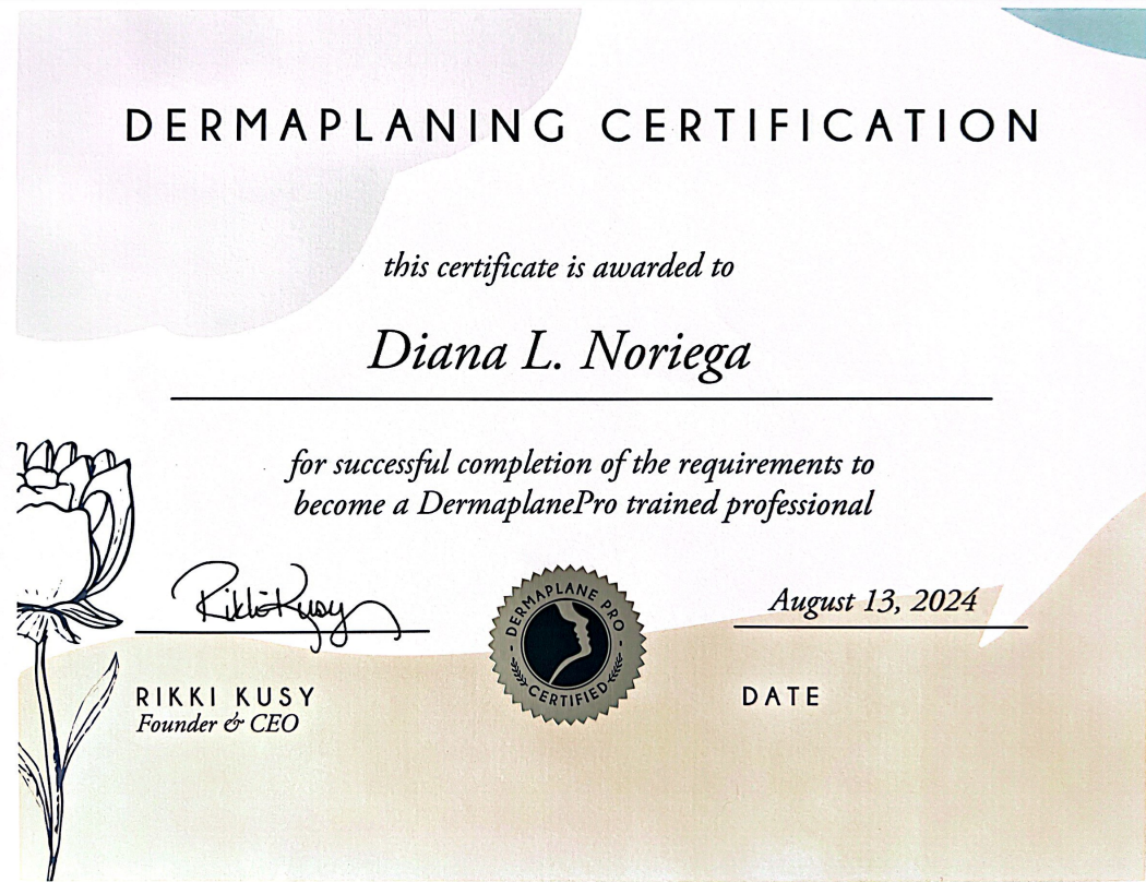 Dermaplaning Certificate