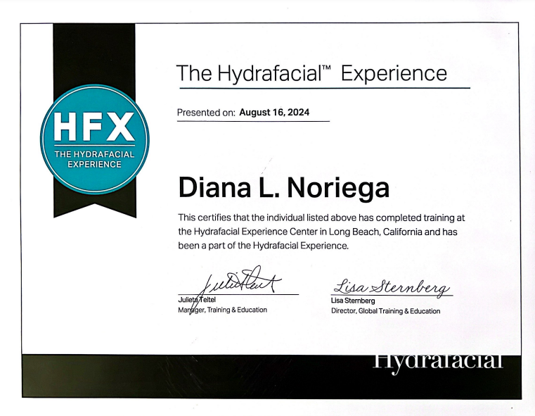 Hydrafacial Certificate